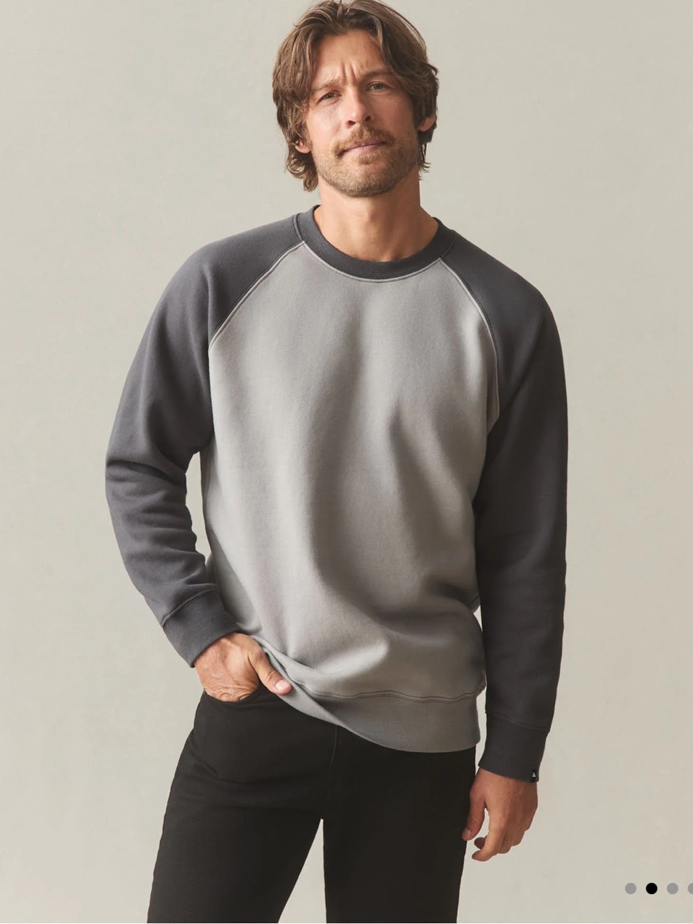 American Giant Mens Colorblock Midweight Crewneck sweatshirt size small gray